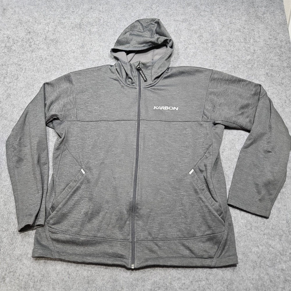 Karbon Full Zip Hoodie Sweatshirt Men's Size‎ XXL Gray Pockets Activewear